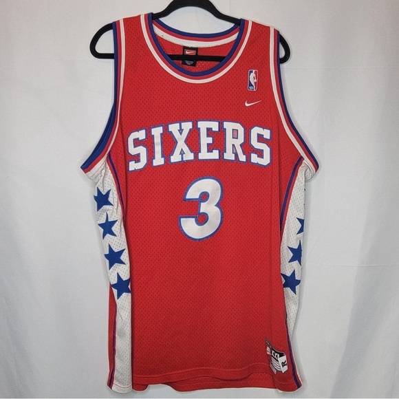 Vintage 90s Nike Team Allen Iverson #3 Philadelphia Sixers Jersey Size XXL - Picture 1 of 10